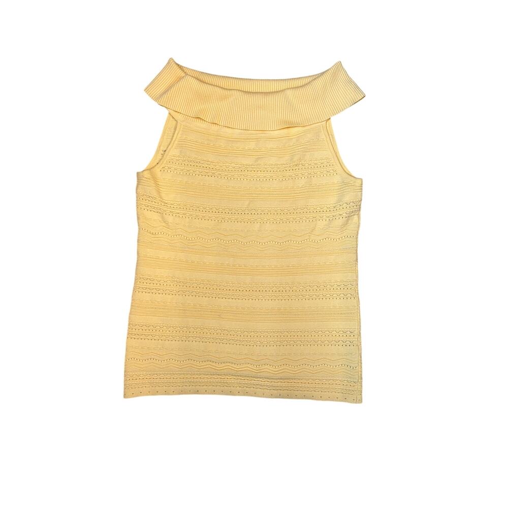 White House Black Market Butter Yellow Sweater Tank Cowl Neck - Picture 3 of 9